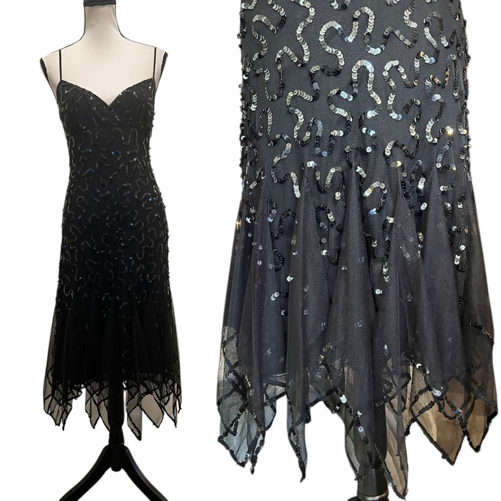Vintage Betsey Johnson New York Sheer Mesh & Sequin Slip Dress